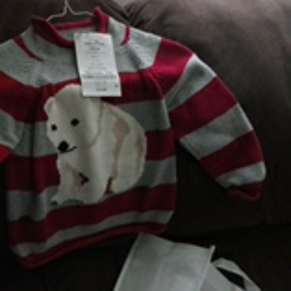 Red and grey sweater